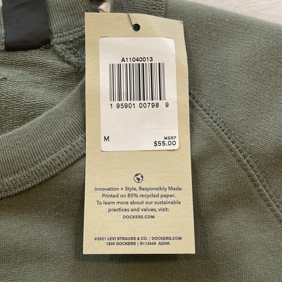 Dockers Icon Crewneck Sweatshirt Regular Fit, olive green - Picture 4 of 7